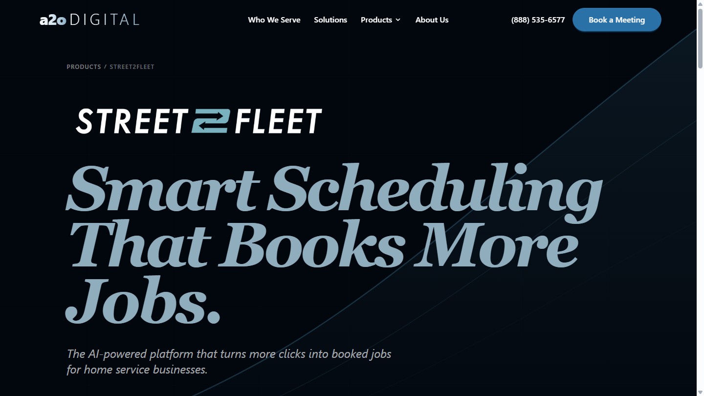 Street2Fleet public product page on desktop with fleet marketing interface