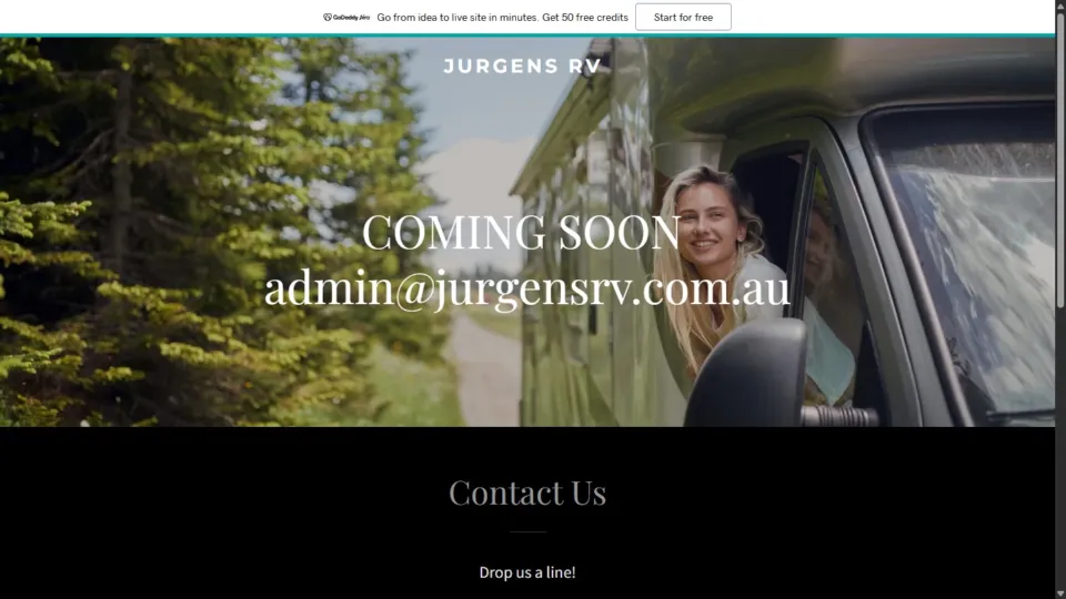Jurgens RV public homepage on desktop with caravan product navigation
